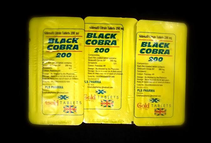 Black Cobra 200mg Sildenafil Citrate Tablet - 1x5
