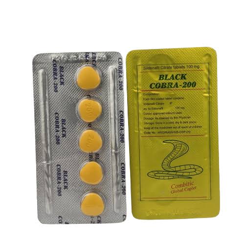 Black Cobra 200mg Sildenafil Citrate Tablet - 1x5